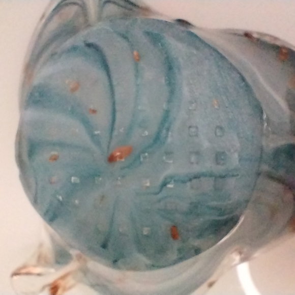 HandBlown Murano Lavorazione Blue Petal Art Glass Bowl with Gold Aventurine - Picture 4 of 10